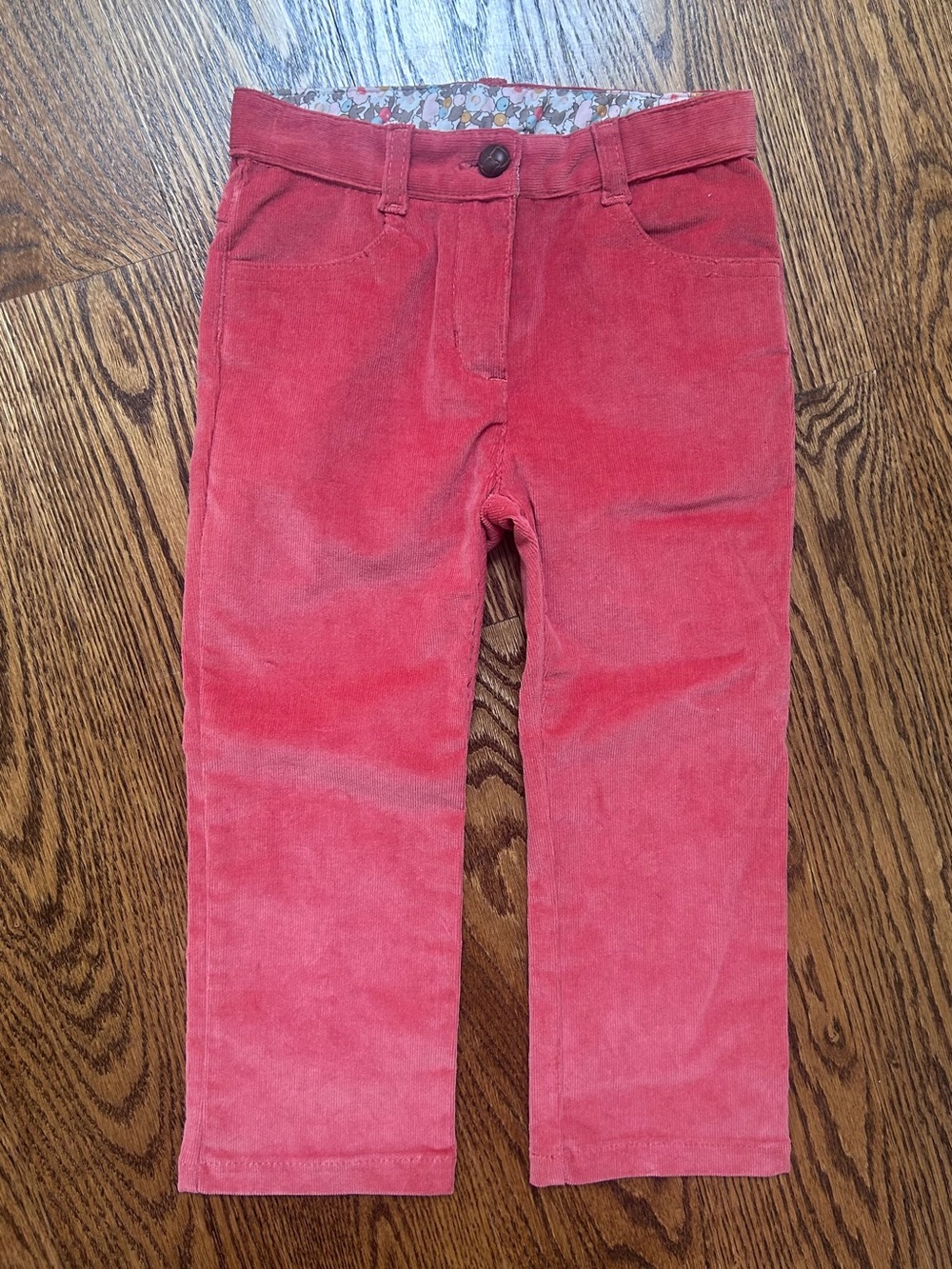 Jacadi Paris Soft Coral Corduroy Girl Pants Trousers with Adjustable Waist - 3Y